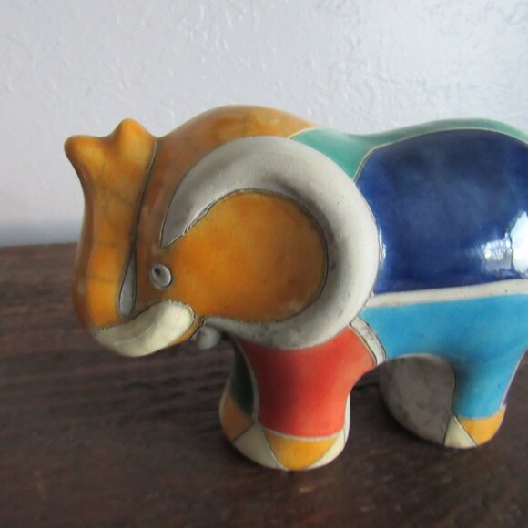 Vintage Raku Elephant Signed - Picture 4 of 5